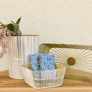 White + Brass Wire Basket | 3 Styles available at Bench Home