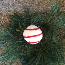Load image into Gallery viewer, Red &amp; White Round Felted Ornament | 4 Styles