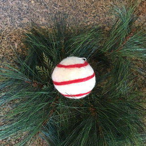Red & White Round Felted Ornament | 4 Styles available at Bench Home