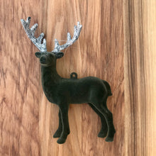 Load image into Gallery viewer, Flocked + Glitter Deer Ornament | 2 Colors