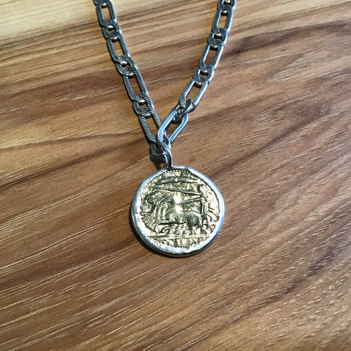 Chunky Silver Coin Necklace