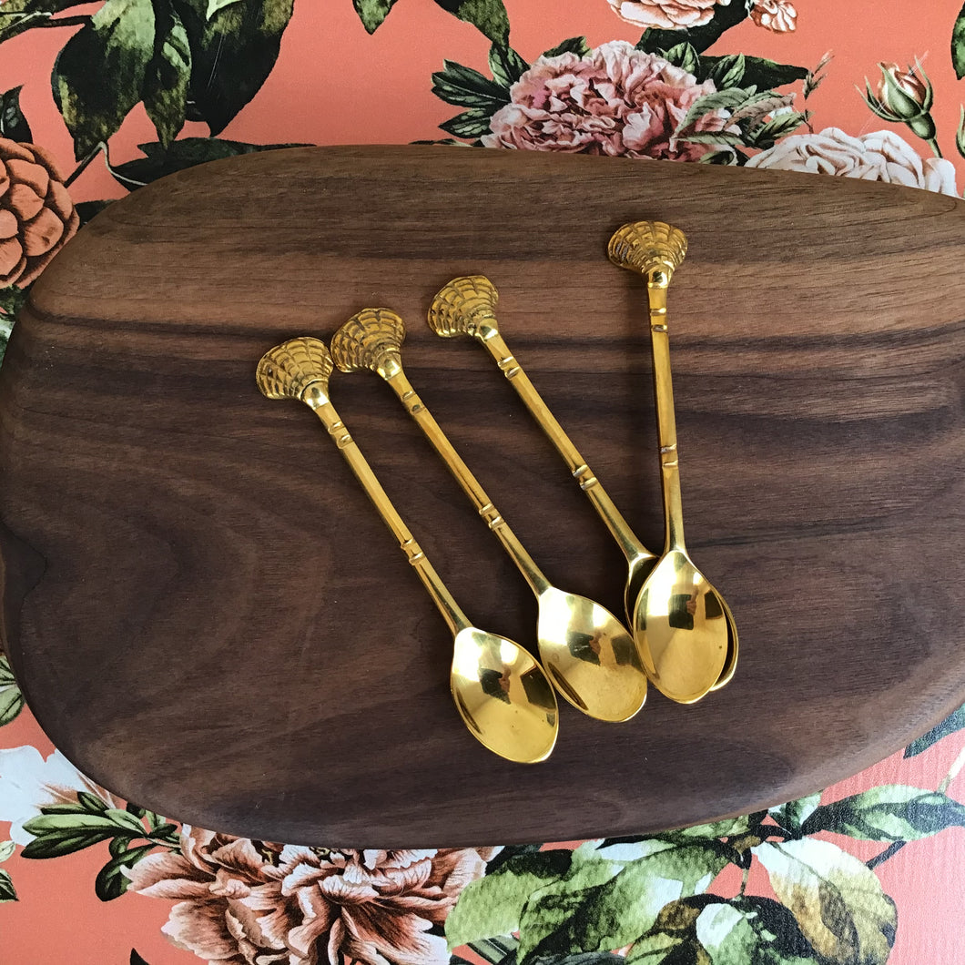 Seashell Brass Spoons | Set of 4