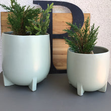 Load image into Gallery viewer, Blue Stoneware Footed Planter