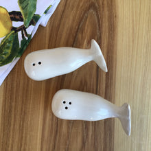 Load image into Gallery viewer, Ceramic Whale Salt + Pepper Set