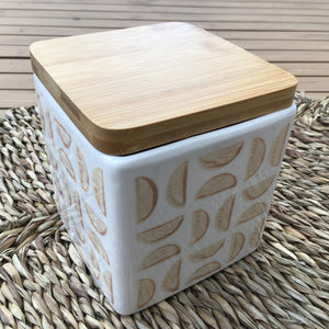 Square Stamped Stoneware Canisters | 4 Styles available at Bench Home