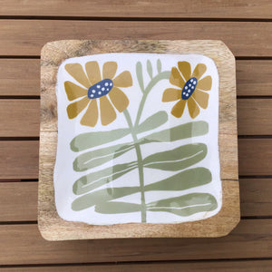 Mango Wood Plate w/ Flowers | 2 Styles available at Bench Home