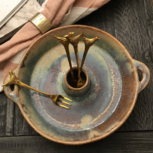 Reactive Glaze Server with Pick Holder available at Bench Home