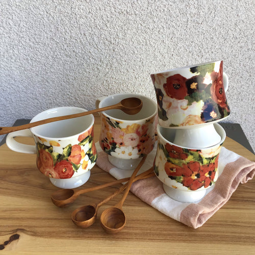 Floral Footed Mugs