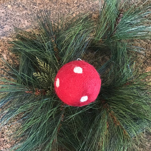 Red & White Round Felted Ornament | 4 Styles available at Bench Home