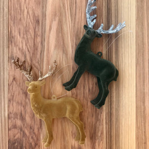 Flocked + Glitter Deer Ornament | 2 Colors available at Bench Home