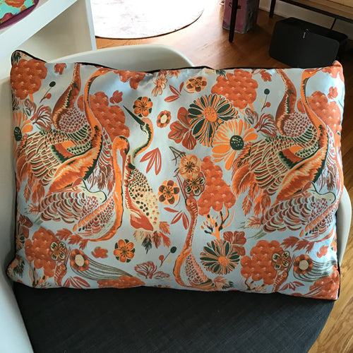Floral Crane Pillow