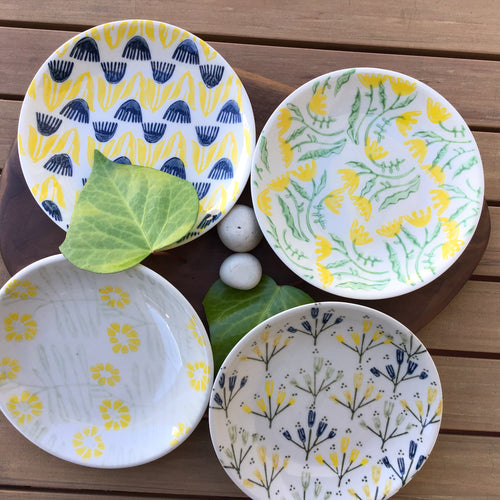 Hand-Stamped Stoneware Plate w/ Flowers | 4 Styles