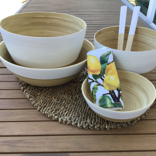 White Bamboo Two Toned Bowls
