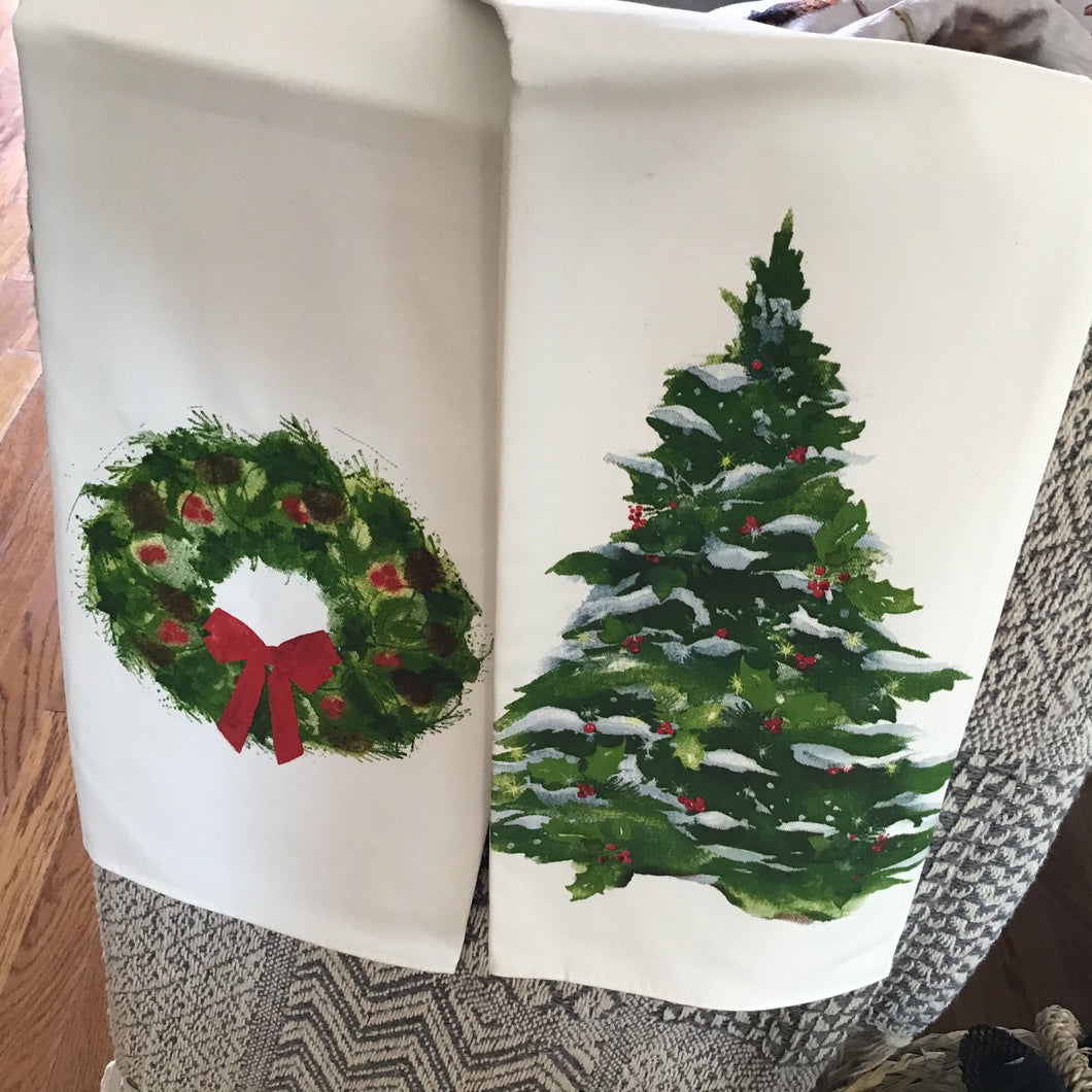 Wreath & Tree Tea Towel