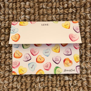 Conversation Hearts Greeting Card available at Bench Home