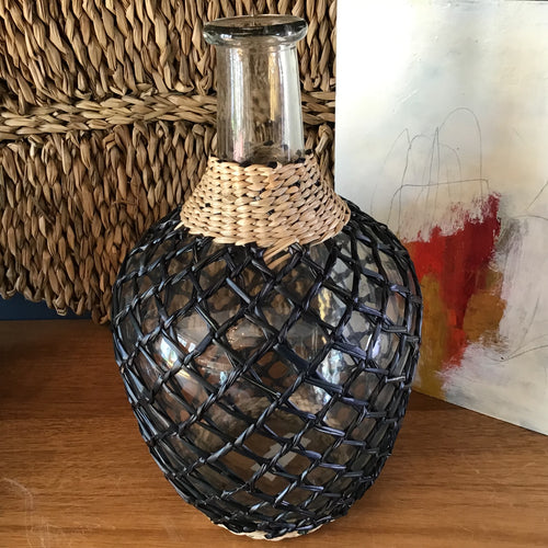 Black + Natural Seagrass Decanter