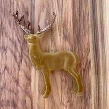 Load image into Gallery viewer, Flocked + Glitter Deer Ornament | 2 Colors