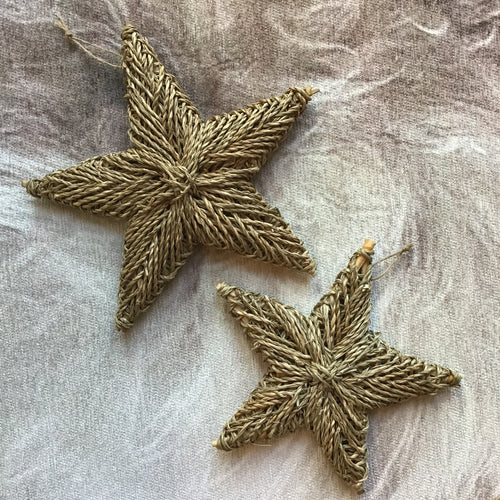 Hanging Seagrass Star Decor | Set of 2
